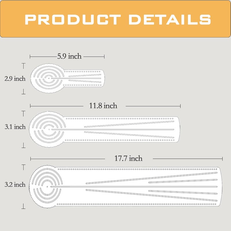 DAFENCHI 3-in-1 Mandala Ruler Tool with Holes, Mandala Dot Art Circle Maker, Compass Protractor Straight Ruler for Dot Art Geometric Mandala Pattern Design (40cm/15.8") - Image 3
